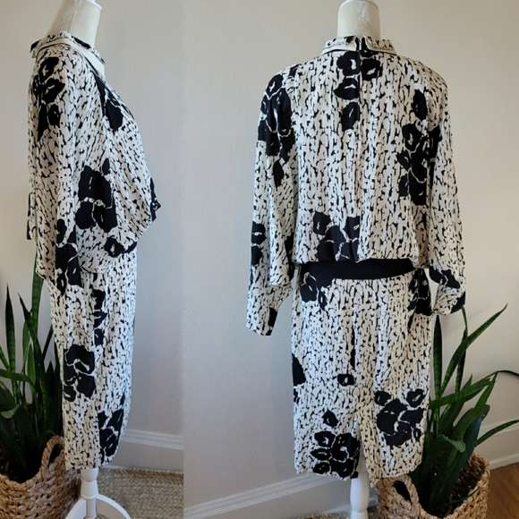 VTG 80s Louis Féraud Silk Blouson Dress - Picture 6 of 16